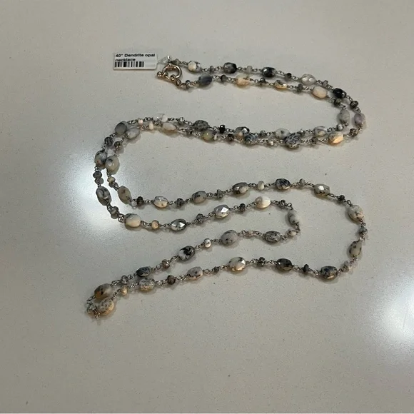 NWT One of A Kind Dentrite Opal beaded 40”Necklace.